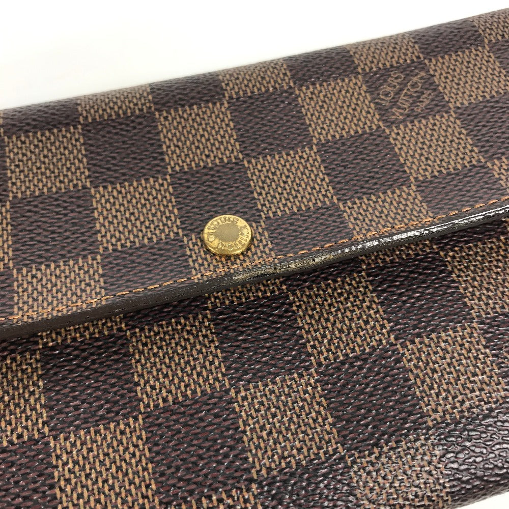 LOUIS VUITTON Long Wallet Purse N61725 Damier canvas Brown Damier Porto Monnaie Cartes Crdit Women Used Authentic