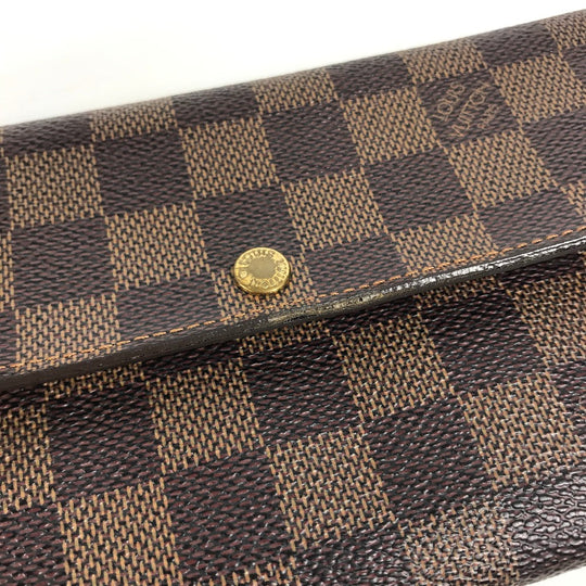 LOUIS VUITTON Long Wallet Purse N61725 Damier canvas Brown Damier Porto Monnaie Cartes Crdit Women Used Authentic
