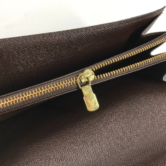 LOUIS VUITTON Long Wallet Purse N61725 Damier canvas Brown Damier Porto Monnaie Cartes Crdit Women Used Authentic