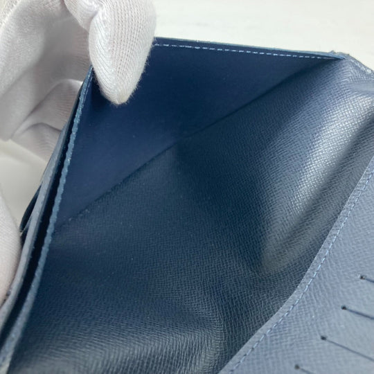 LOUIS VUITTON Long Wallet Purse M30292 Taiga Leather Navy Taiga Portefeuille Blaza