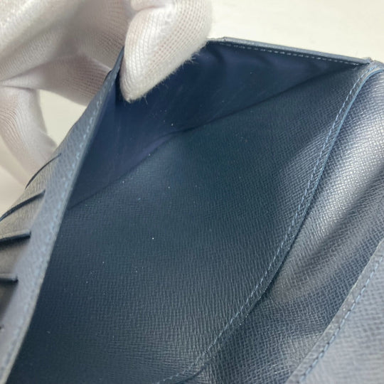 LOUIS VUITTON Long Wallet Purse M30292 Taiga Leather Navy Taiga Portefeuille Blaza