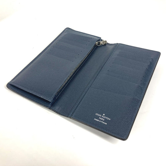 LOUIS VUITTON Long Wallet Purse M30292 Taiga Leather Navy Taiga Portefeuille Blaza