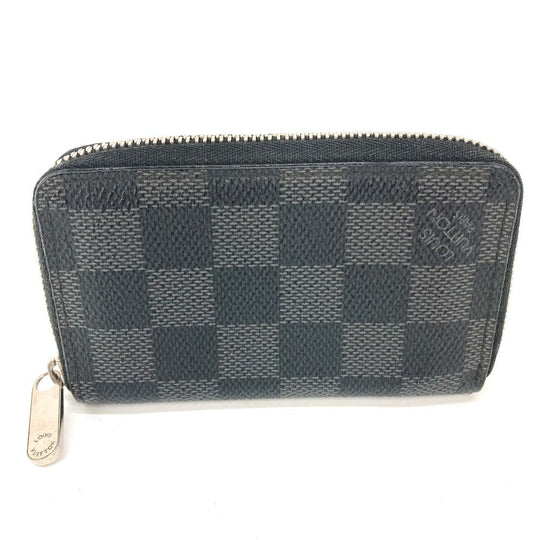 LOUIS VUITTON Coin case N63076 Damier Grafitto Canvas black Damier Grafitte Zippy coin purse mens Used Authentic
