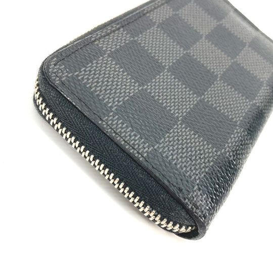 LOUIS VUITTON Coin case N63076 Damier Grafitto Canvas black Damier Grafitte Zippy coin purse mens Used Authentic