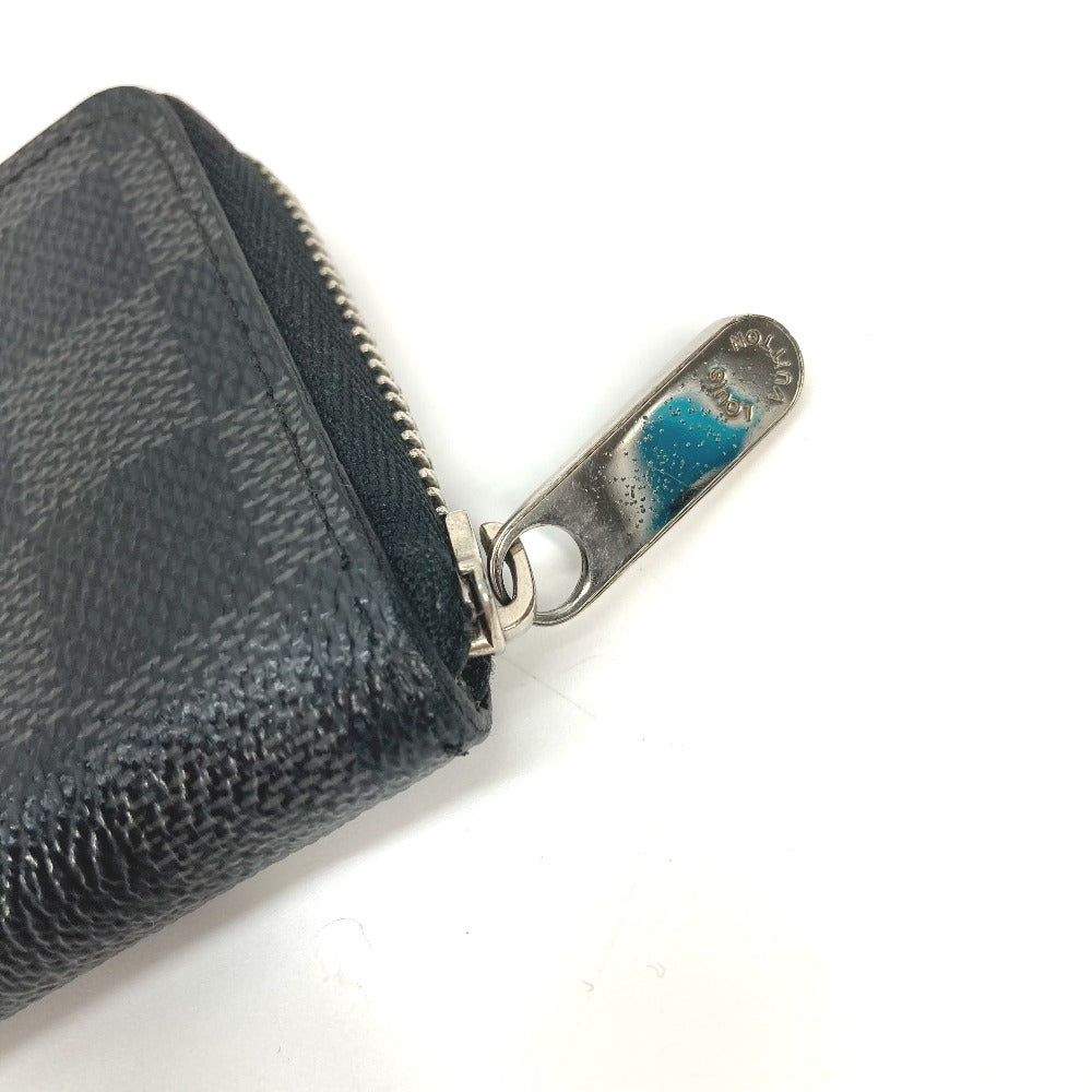 LOUIS VUITTON Coin case N63076 Damier Grafitto Canvas black Damier Grafitte Zippy coin purse mens Used Authentic