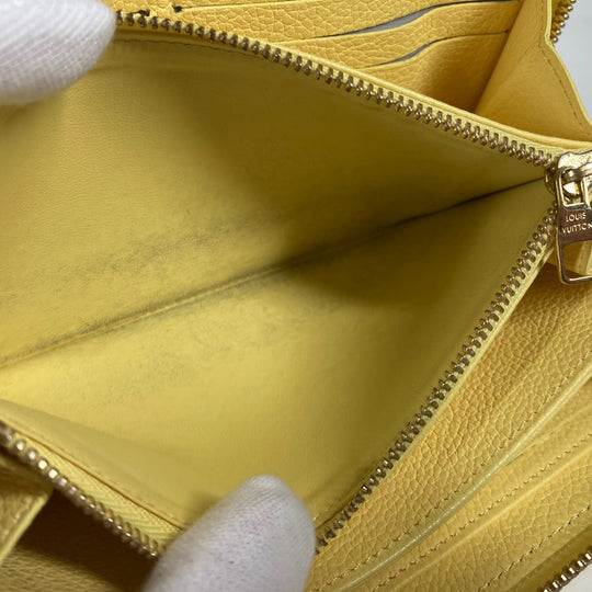 LOUIS VUITTON Long Wallet Purse M81427 Monogram Ann Platt Leather yellow Monogram Ann Platt Zippy wallet
