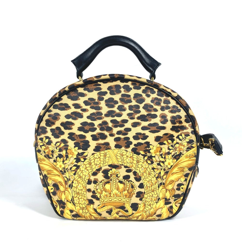 VERSACE Handbag PVC / Leather yellow vintage Leopard Pattern Women Used Authentic
