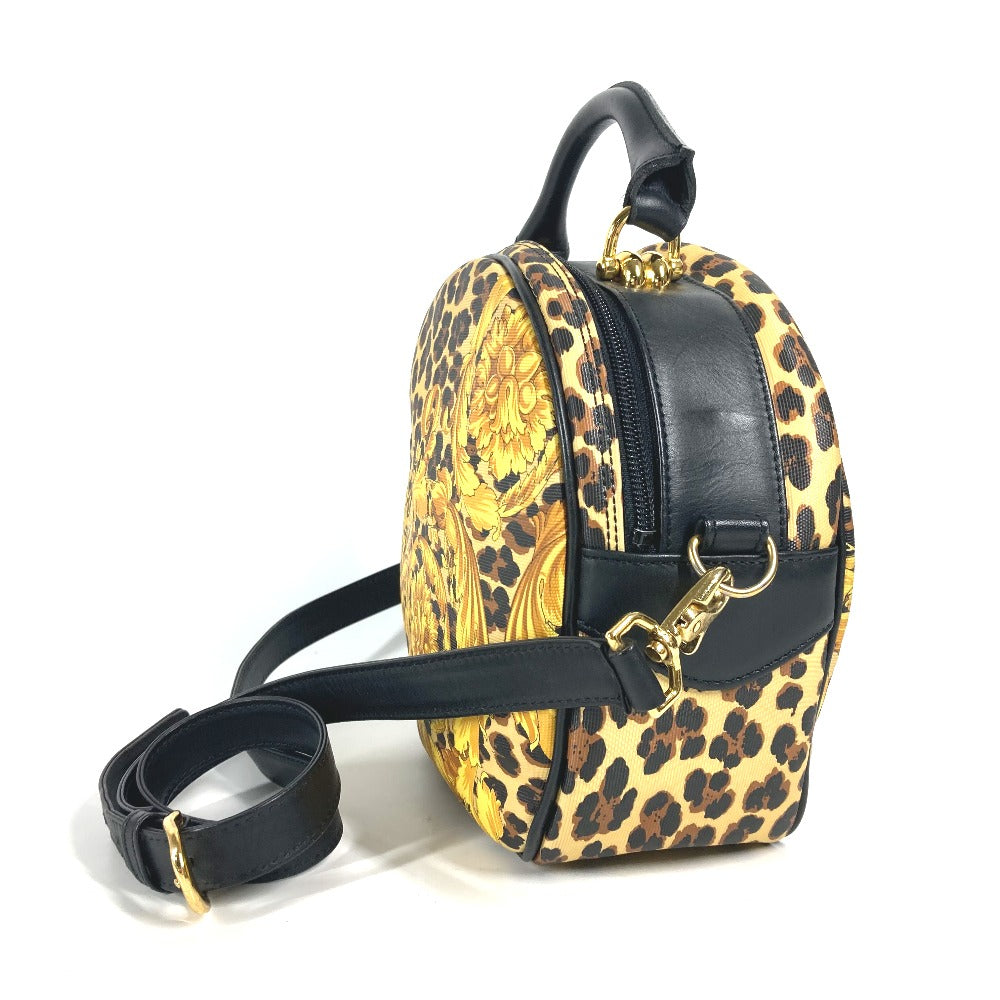 VERSACE Handbag PVC / Leather yellow vintage Leopard Pattern Women Used Authentic