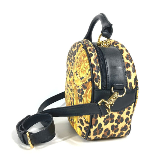 VERSACE Handbag PVC / Leather yellow vintage Leopard Pattern Women Used Authentic