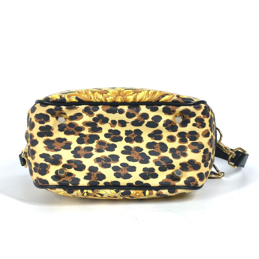 VERSACE Handbag PVC / Leather yellow vintage Leopard Pattern Women Used Authentic