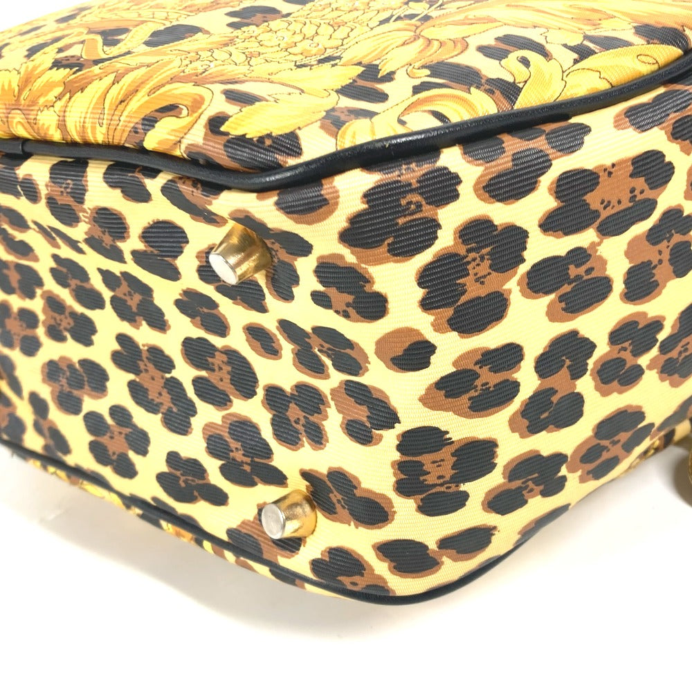 VERSACE Handbag PVC / Leather yellow vintage Leopard Pattern Women Used Authentic