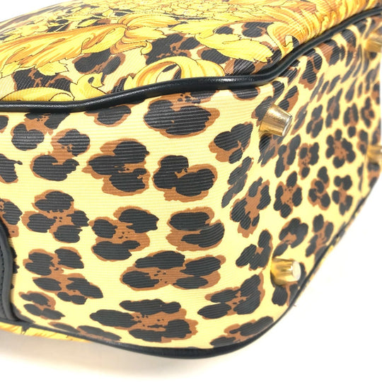 VERSACE Handbag PVC / Leather yellow vintage Leopard Pattern Women Used Authentic