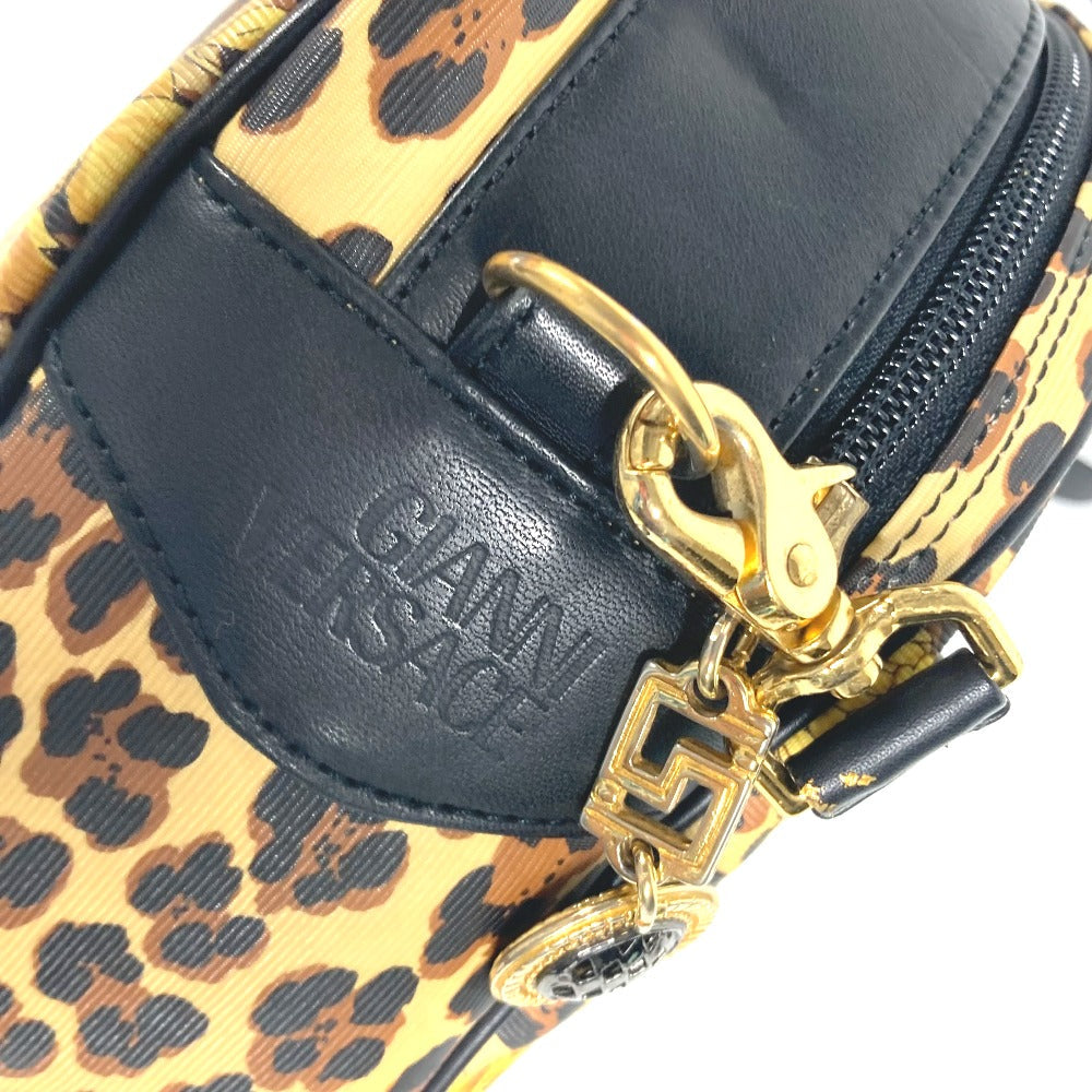 VERSACE Handbag PVC / Leather yellow vintage Leopard Pattern Women Used Authentic