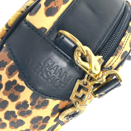 VERSACE Handbag PVC / Leather yellow vintage Leopard Pattern Women Used Authentic