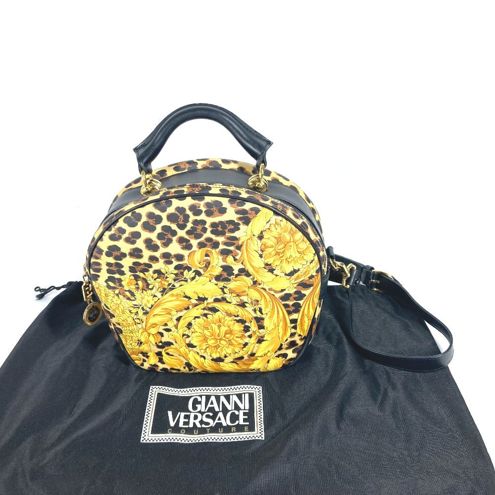 VERSACE Handbag PVC / Leather yellow vintage Leopard Pattern Women Used Authentic