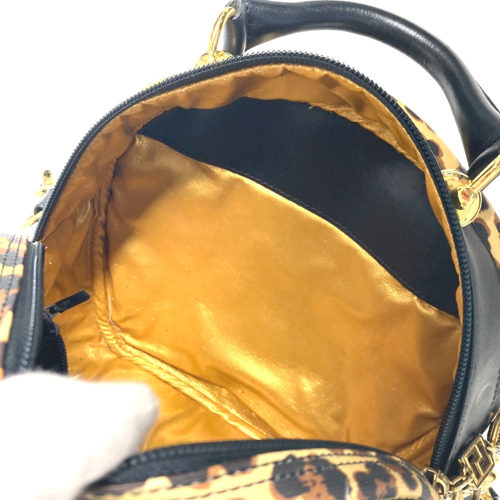 VERSACE Handbag PVC / Leather yellow vintage Leopard Pattern Women Used Authentic