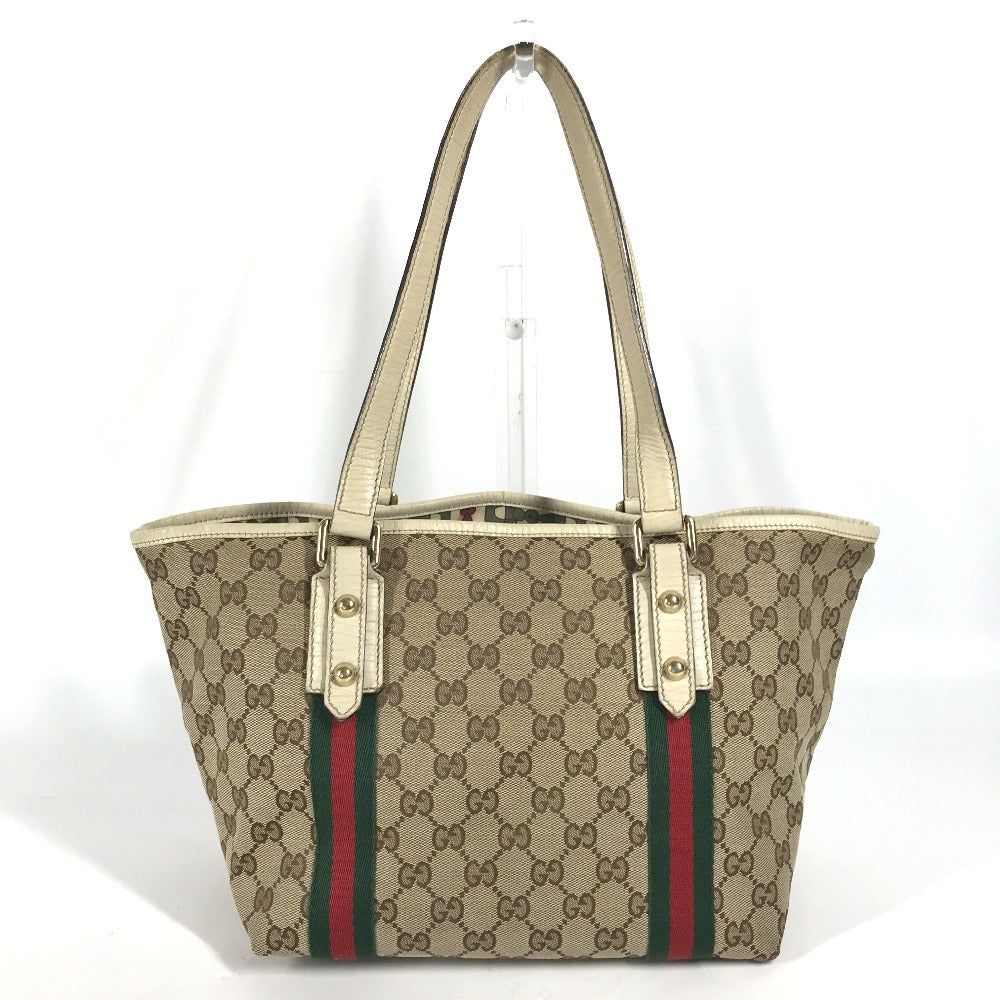 GUCCI Shoulder Bag 137396 GG canvas / leather beige GG Shelly line Women Used Authentic