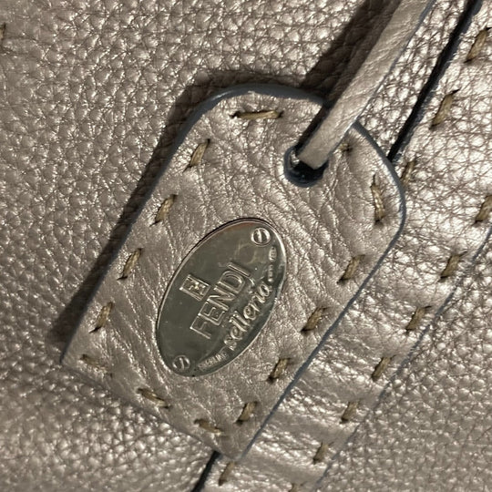 FENDI Shoulder Bag leather Gray type Celeria Linda