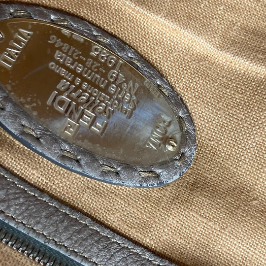 FENDI Shoulder Bag leather Gray type Celeria Linda