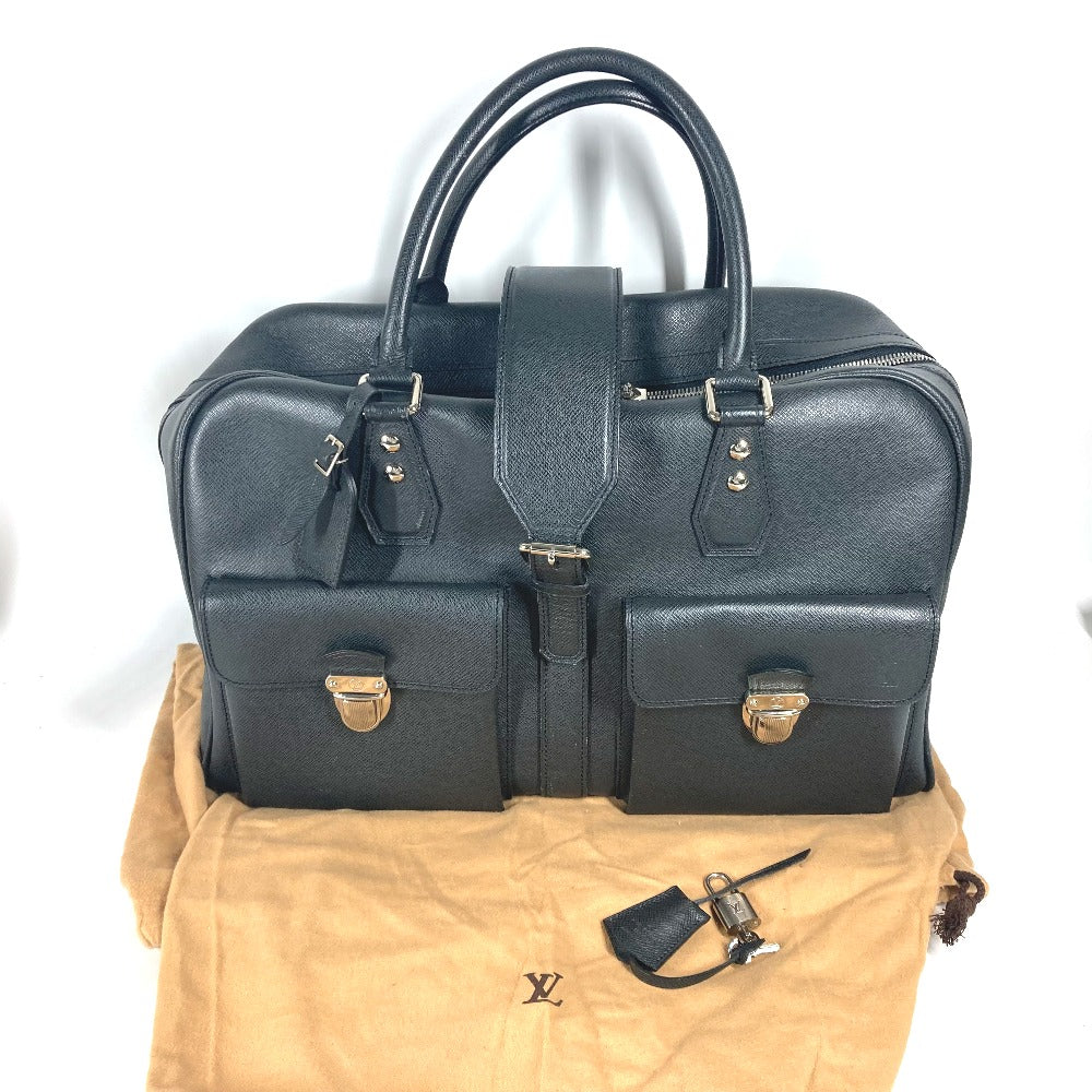 LOUIS VUITTON Boston Duffel bag M32502 Taiga Leather black Taiga Ivan mens Used Authentic