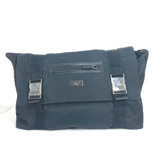 GUCCI Shoulder Bag 122374 Leather / nylon black Messenger bag logo flap