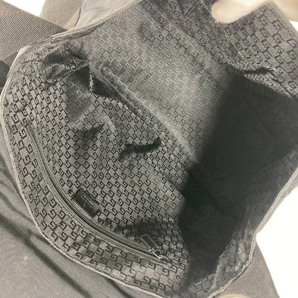 GUCCI Shoulder Bag 122374 Leather / nylon black Messenger bag logo flap