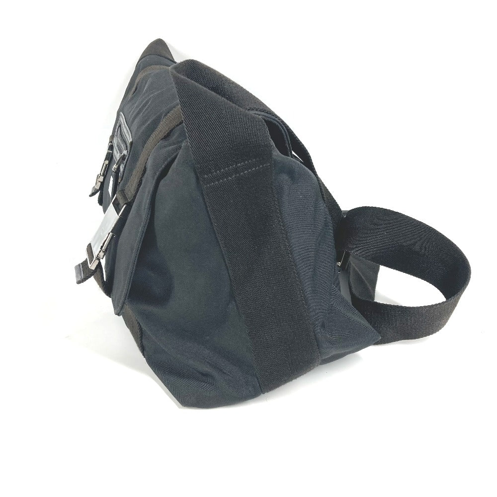 GUCCI Shoulder Bag 122374 Leather / nylon black Messenger bag logo flap