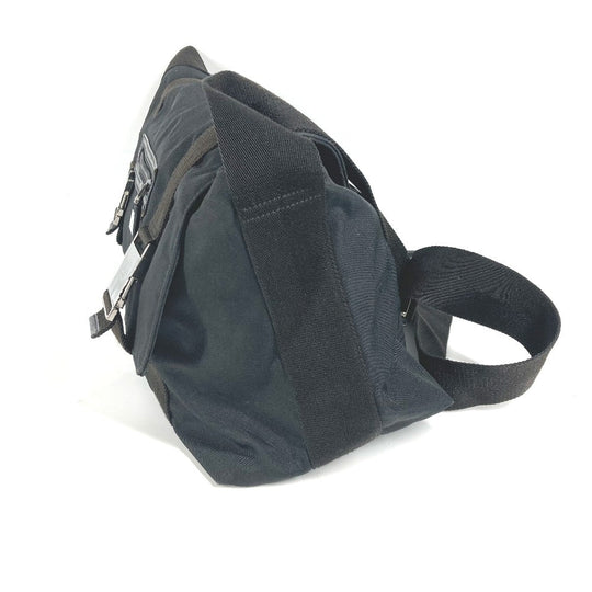 GUCCI Shoulder Bag 122374 Leather / nylon black Messenger bag logo flap