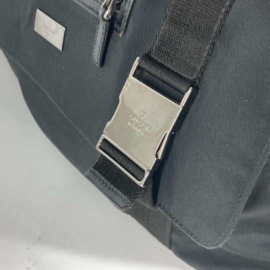 GUCCI Shoulder Bag 122374 Leather / nylon black Messenger bag logo flap