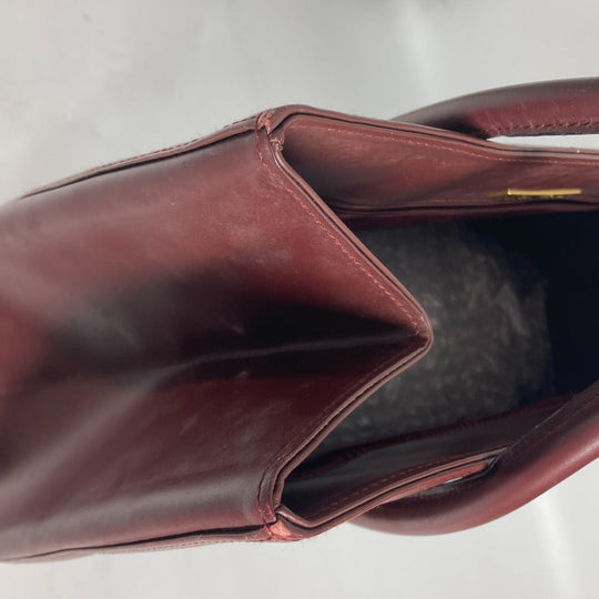 CARTIER Tote Bag leather Bordeaux vertical logo Must Line Women Used Authentic