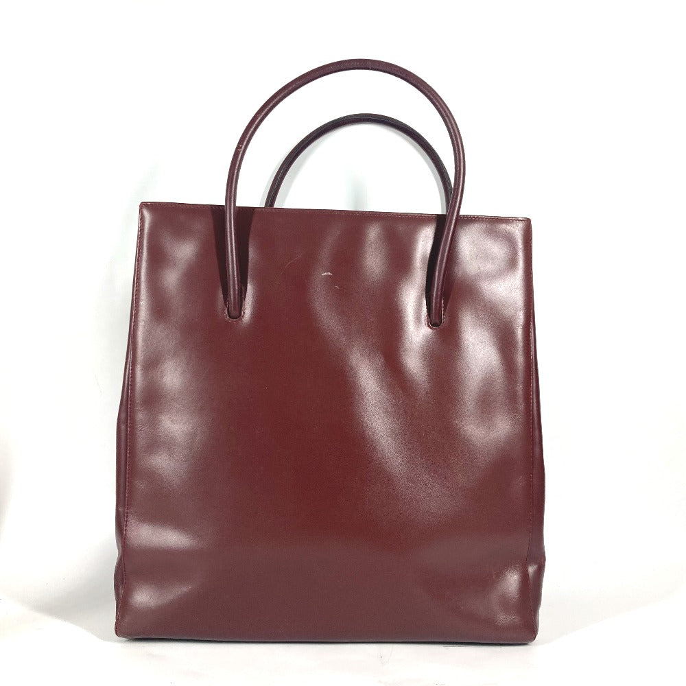 CARTIER Tote Bag leather Bordeaux vertical logo Must Line Women Used Authentic