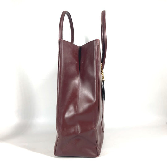 CARTIER Tote Bag leather Bordeaux vertical logo Must Line Women Used Authentic