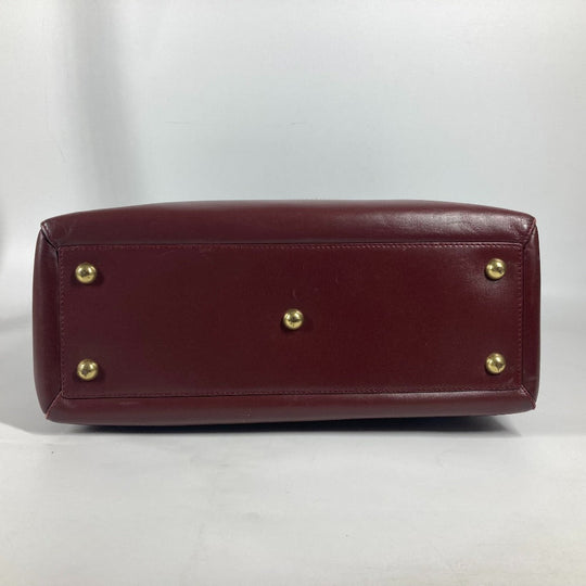 CARTIER Tote Bag leather Bordeaux vertical logo Must Line Women Used Authentic