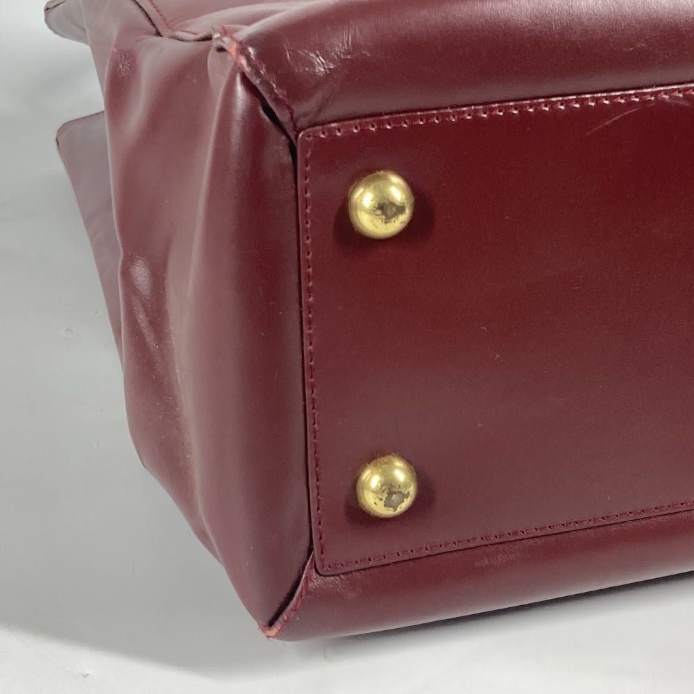 CARTIER Tote Bag leather Bordeaux vertical logo Must Line Women Used Authentic