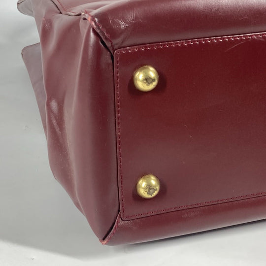 CARTIER Tote Bag leather Bordeaux vertical logo Must Line Women Used Authentic