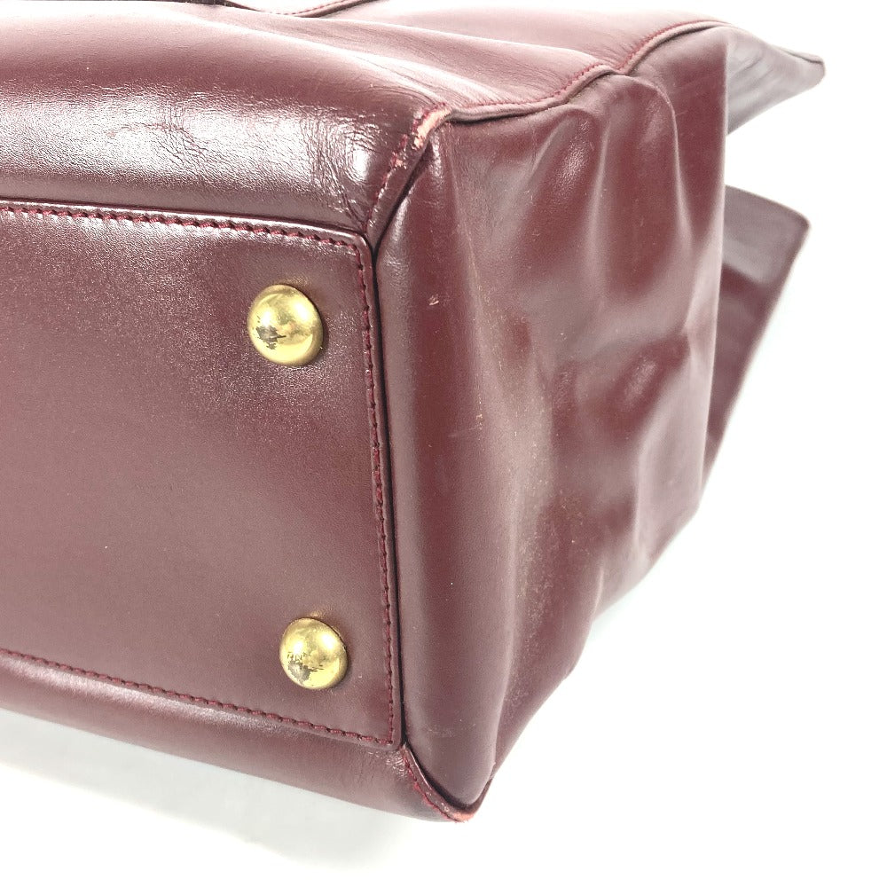 CARTIER Tote Bag leather Bordeaux vertical logo Must Line Women Used Authentic