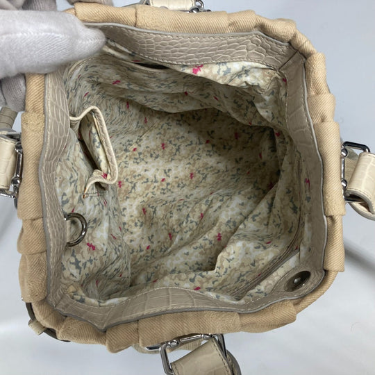 CELINE Tote Bag Leather / canvas white Macadam logo denim gradation