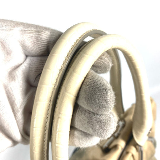 CELINE Tote Bag Leather / canvas white Macadam logo denim gradation