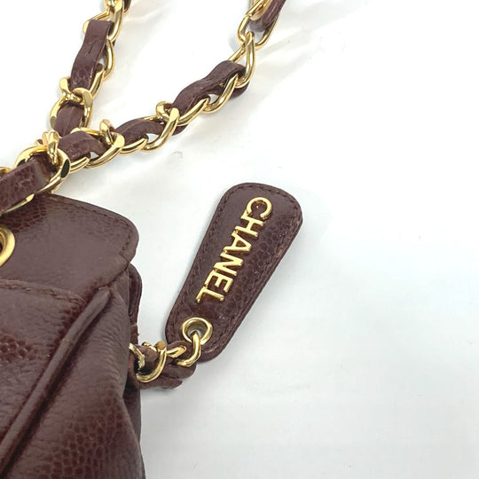 CHANEL Shoulder Bag Caviar skin Brown vintage CC Triple COCO Mark Women Used Authentic