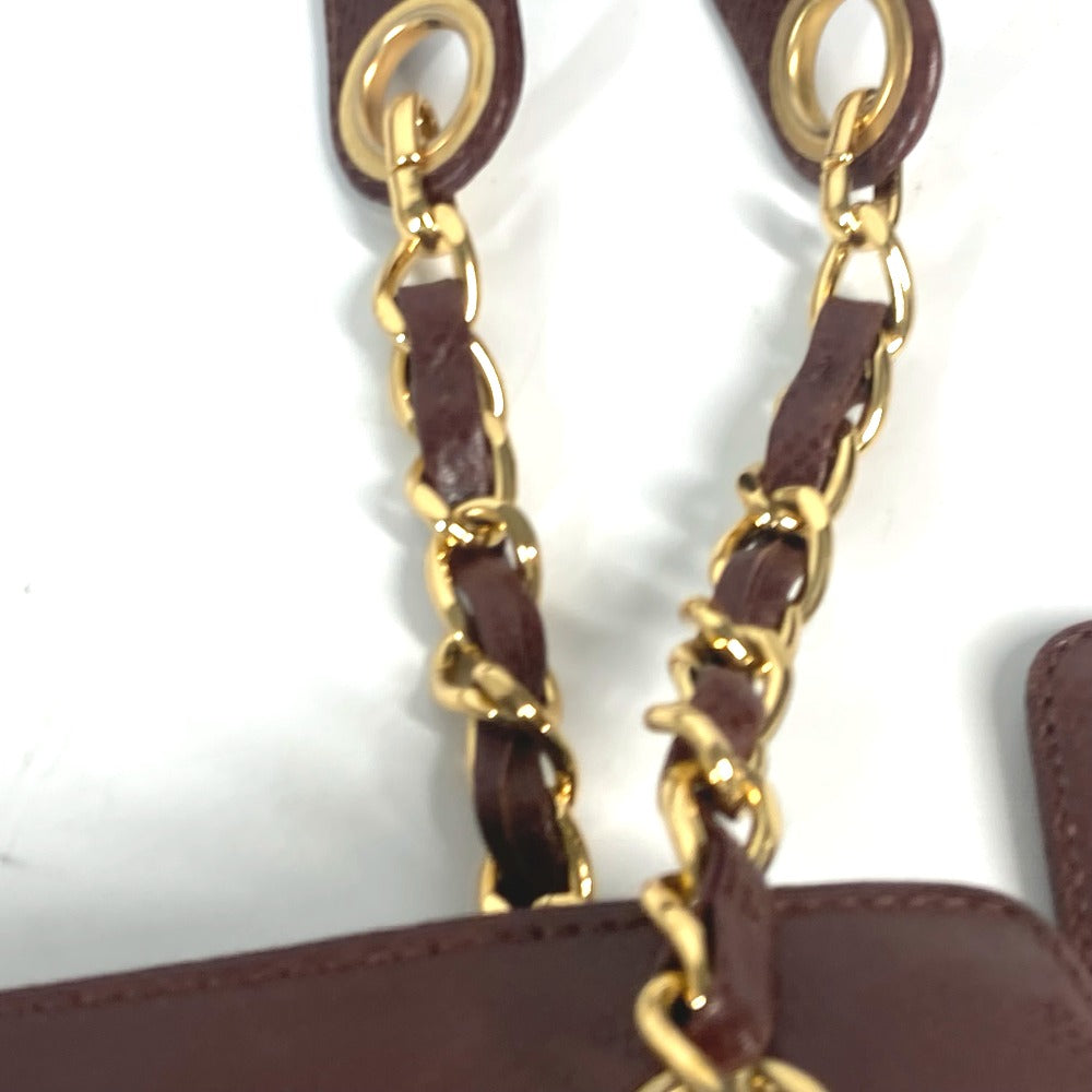 CHANEL Shoulder Bag Caviar skin Brown vintage CC Triple COCO Mark Women Used Authentic