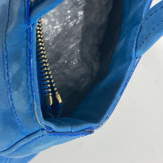FENDI Shoulder Bag leather blue FF logo Chain Women Used Authentic