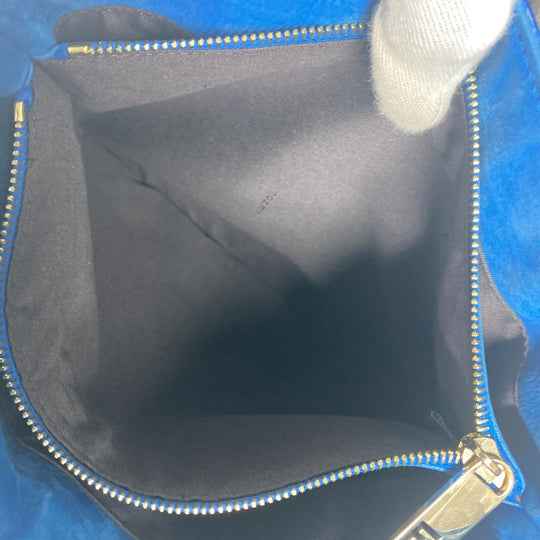 FENDI Shoulder Bag leather blue FF logo Chain Women Used Authentic