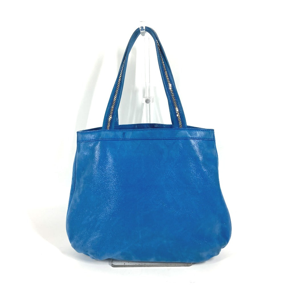 FENDI Shoulder Bag leather blue FF logo Chain Women Used Authentic