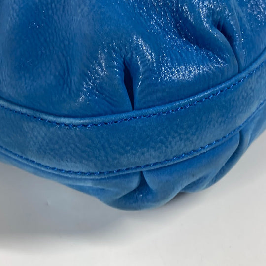 FENDI Shoulder Bag leather blue FF logo Chain Women Used Authentic