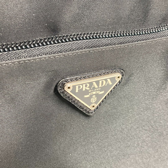 PRADA Handbag Nylon black Triangle logo plate