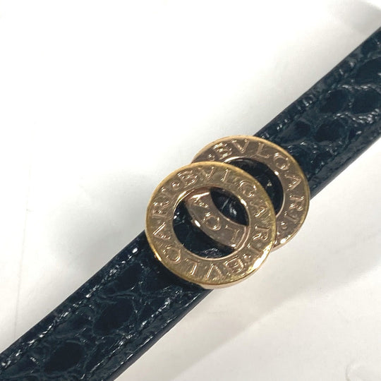 BVLGARI bracelet leather black Double coiled BVLGARI BVLGARI logo Women Used Authentic