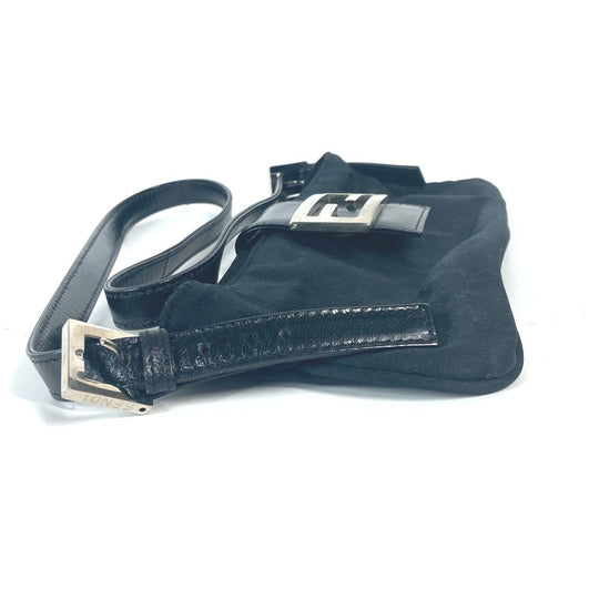 FENDI Shoulder Bag Nylon black logo FF Women Used Authentic