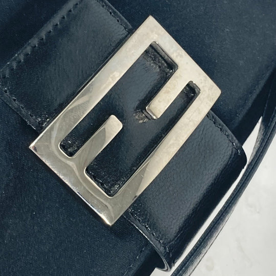 FENDI Shoulder Bag Nylon black logo FF Women Used Authentic