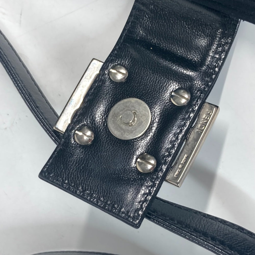 FENDI Shoulder Bag Nylon black logo FF Women Used Authentic