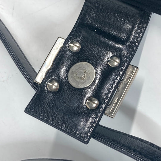 FENDI Shoulder Bag Nylon black logo FF Women Used Authentic